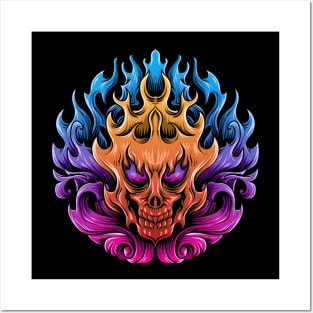 fire skull Posters and Art